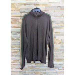 Icebreaker Sport Merino Wool Mens XL 1/4 Zip Pullover Sweater Top Brown Striped